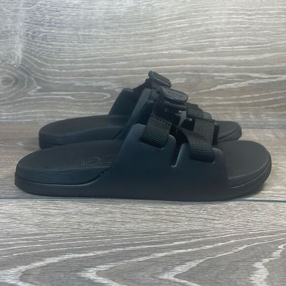 Chaco Chillos Big Boy Sz 4 Slip On Black Adjustable Strap Slides Sandals - Picture 1 of 11